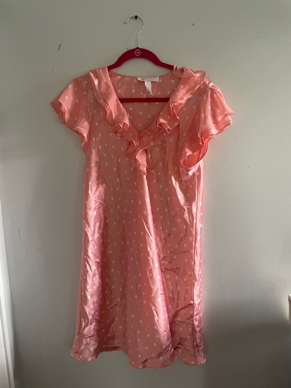 Oscar de la Renta Coral Pink Polka Dot Dress
